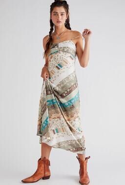 Free People Fiona Maxi Bodycon Dress Confetti Rainbow Striped Floral Boho Large